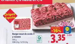 Lidl Burger meat de cerdo y vacuno oferta