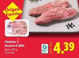 Lidl Chuletas de pavo al ajillo oferta