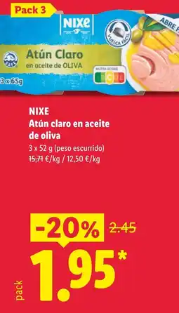Lidl NIXE Atún claro en aceite de oliva oferta