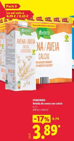 Lidl VEMONDO Bebida de avena con calcio oferta