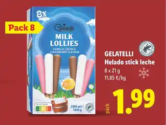 GELATELLI Helado stick leche