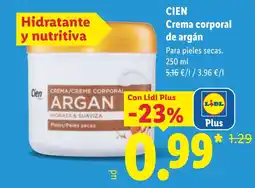 Lidl CIEN Crema corporal de argán oferta