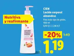 Lidl CIEN Loción corporal almendras oferta