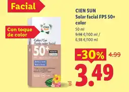 Lidl CIEN SUN Solar facial FPS 50+ color oferta