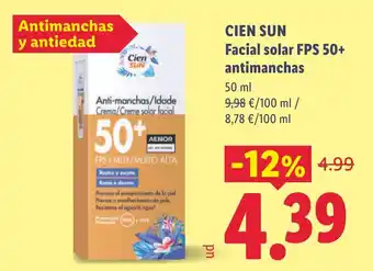 CIEN SUN Facial solar FPS 50+ antimanchas