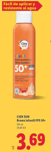 Lidl CIEN SUN Bruma infantil FPS 50+ oferta