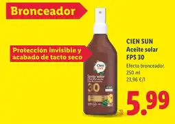 Lidl CIEN SUN Aceite solar FPS 30 oferta
