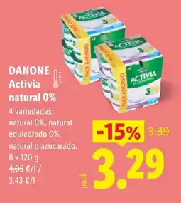 Lidl DANONE Activia natural 0% oferta