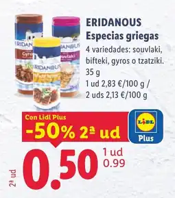 Lidl ERIDANOUS Especias griegas oferta