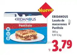 Lidl ERIDANOUS Lasaña de macarrones Pastitsio oferta