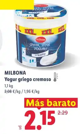 Lidl MILBONA Yogur griego cremoso oferta