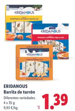 Lidl ERIDANOUS Barrita de turrón oferta