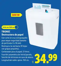 Lidl TRONIC Destructora de papel oferta