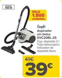 Carrefour Simpl - aspirador sin bolsa svc20bl-25 oferta