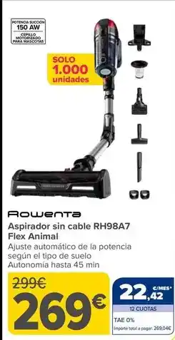 Carrefour Rowenta - aspirador sin cable rh98a7 flex animal oferta