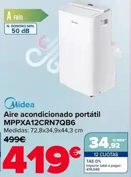 Carrefour Midea - aire acondicionado portatil mppxa12crn7qb6 oferta