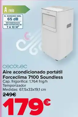 Carrefour Cecotec - aire acondicionado portátil forceclima 7100 soundless oferta