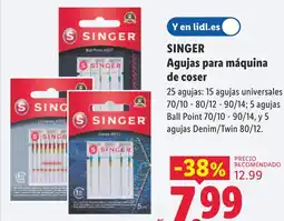 Lidl SINGER Agujas para máquina de coser oferta