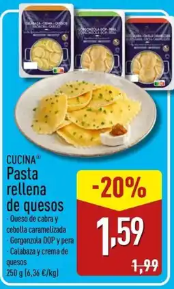 ALDI CUCINA Pasta rellena de quesos oferta