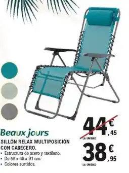 E.Leclerc BEAUX JOURS Sillón relax multiposición con cabecero. oferta