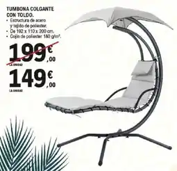 E.Leclerc Tumbona colgante con toldo oferta