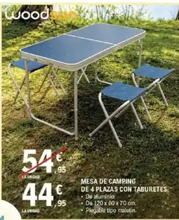 E.Leclerc Mesa de camping de 4 plazas con taburetes oferta