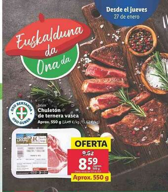 Lidl Zelain Chuletón De Ternera Vasca oferta