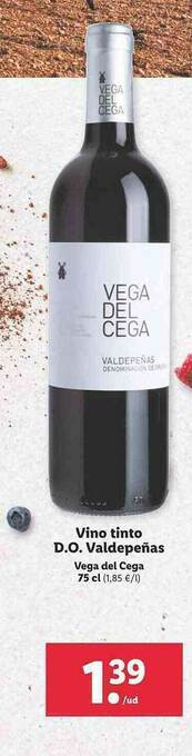 Lidl Vino Tinto D.o. Valdepeñas Vega Del Cega oferta