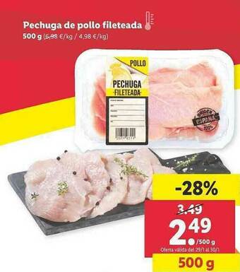 Lidl Pechuga De Pollo Fileteada oferta
