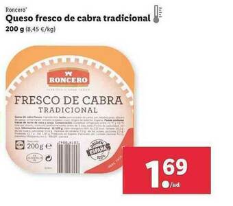 Lidl Roncero Queso Fresco De Cabra Tradicional oferta