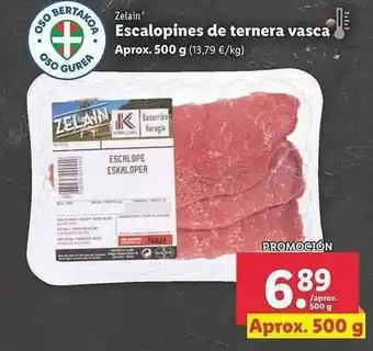 Lidl Zelain Escalopines De Ternera Vasca oferta