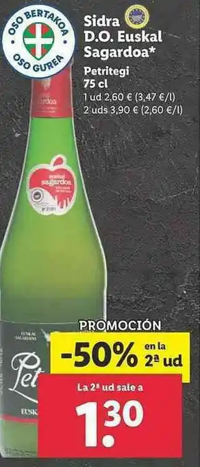 Lidl Sidra D.o. Euskal Sagardoa Petritegi oferta