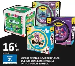 E.Leclerc Juegos de mesa: brainbox fútbol, dobble: disney, impermeable o k-pop demon hunters. oferta