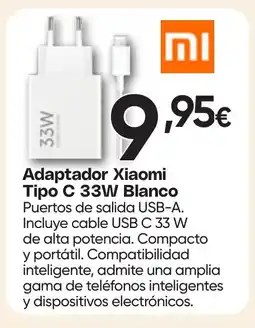 Hiper FROIZ Adaptador Xiaomi Tipo C 33W Blanco oferta