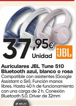 Hiper FROIZ JBL Auriculares Tune 510 Bluetooth azul, blanco o rosa oferta