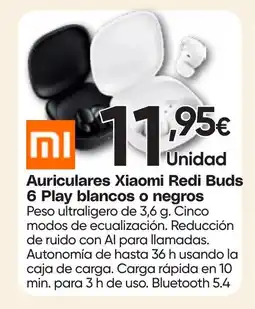 Hiper FROIZ Auriculares Xiaomi Redi Buds 6 Play blancos o negros oferta