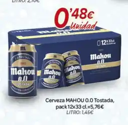 Alsara Supermercados MAHOU 0.0 Cerveza Tostada oferta