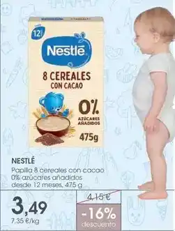 Supermercados Plaza Nestlé - papilla 8 cereales con cacao 0% azucares anadidos oferta