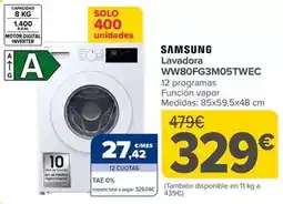 Carrefour Samsung - lavadora ww80fg3m05twec oferta
