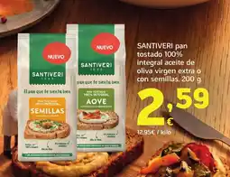 HiperDino SANTIVERI pan tostado 100% integral aceite de oliva virgen extra o con semillas oferta