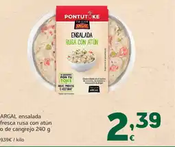 HiperDino ARGAL ensalada fresca rusa con atún o de cangrejo oferta