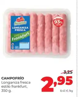 Alimerka CAMPOFRÍO Longaniza fresca estilo frankfurt oferta