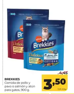 Alimerka BREKKIES Comida de pollo y pavo o salmón y atún para gatos oferta