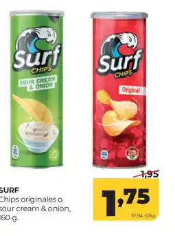 Alimerka SURF Chips originales o sour cream & onion oferta