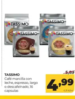 Alimerka TASSIMO Café marcilla con leche, espresso, largo o descafeinado, 16 capsulas oferta