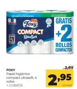 Alimerka FOXY Papel higiénico compact ultrasoft, 4 rollos oferta