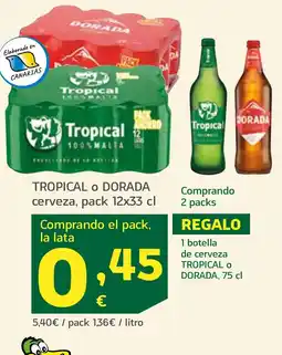 HiperDino TROPICAL O DORADA cerveza oferta