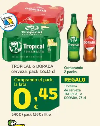 HiperDino TROPICAL O DORADA cerveza oferta