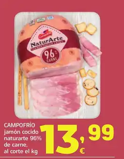 HiperDino CAMPOFRÍO jamón cocido naturarte 96% de carne, al corte oferta