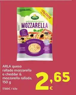 HiperDino ARLA queso rallado mozzarella o cheddar & mozzarella rallada oferta